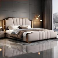 Ensemble de meubles de chambre à coucher de luxe moderne de nouvelle conception, lits king size, queen size, haut de gamme, double, en cuir souple, pour la maison, la chambre à coucher ou l'hôtel