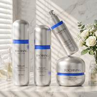 Ensemble de flacons et pots cosmétiques cylindriques en ABS personnalisés OEM/ODM pour crème pour le visage, écran solaire, lotion, sérum et autres contenants de soins de la peau