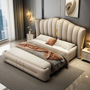 Lit rembourré moderne avec cadre en bois, lit pivotant, mobilier de chambre à coucher, design italien moderne - Product Image 3