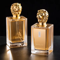 Bouteille de Parfum en Verre Unique de Luxe Vide 30 ml 50 ml 100 ml avec Bouchon en Métal Doré Forme Lion pour Spray de Fragrance