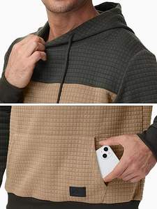 Sweat à capuche matelassé à séchage rapide teint en pièce pour homme, doux pour l'hiver |   Pull en polyester épais et chaud, style streetwear numérique - Product Image 5