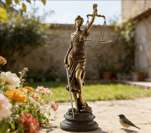 Statua della Giustizia per Decorazione Giardino, Scultura in Poliresina della Dea della Giustizia, Figurina Retrò in Bronzo per Arredamento Casa - Product Image 5