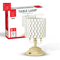 Lampe de table rétro de style européen XMORK avec abat-jour tressé, jouet de construction 1433 pièces, modèle en briques, décoration de bureau, jouet de collection pour adulte