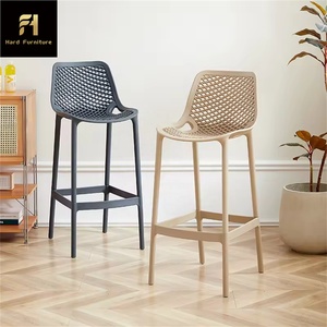 Tabourets de comptoir de cuisine à dossier haut beige design italien Offre Spéciale en gros Chaises de café en plastique pour restaurant bar salon - Product Image 4