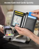 Dompet kulit sapi untuk pria lipat tiga Logo kustom Vintage dompet kulit sapi kuda gila pemblokiran RFID katun panjang pendek