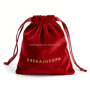 Bolsa Pequeña de Terciopelo Rojo de Alta Gama, Personalizada con Logotipo Impreso, a Granel, a Prueba de Polvo, para Guardar Joyas y Cosméticos de Viaje - Product Image 1