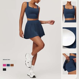 2025 vendita calda estate sport palestra <span class=keywords><strong>abbigliamento</strong></span> due pezzi di Yoga Wear atletica Golf Tennis gonna corta e Top 2 pezzi Skorts Set - Product Image 3