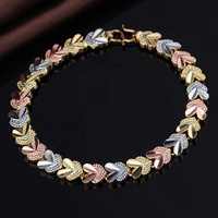 Bracelet fantaisie en laiton multi-plaqué couleur feuille, vente chaude