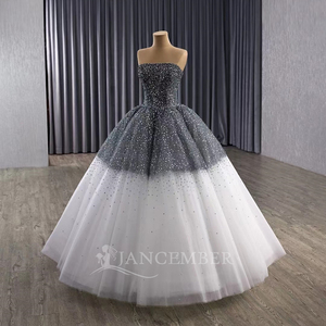 Robe de soirée sans bretelles pour femmes, ornée de paillettes et de perles, dos lacé, personnalisable, pour occasions spéciales, Rsm251097 - Product Image 5