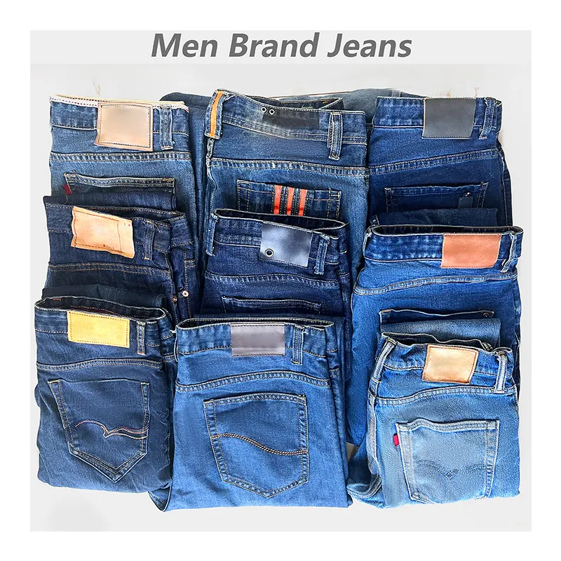 Liquidação de estoque jeans masculino, calça jeans skinny, vestuário barato, segunda mão, para homens, lotes de estoque misto