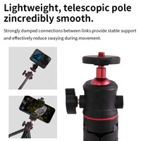 Nouveau kit combo 4-en-1 : Perche à selfie, trépied, lumière LED, en alliage d'aluminium léger, mini trépied de bureau pour téléphone et appareil photo