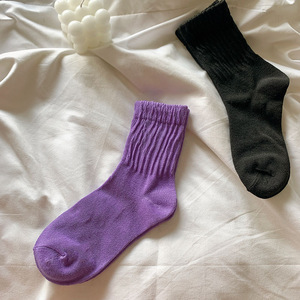 Solid Color Slouch <b>Socks</b> Cotton <b>Breathable</b> Women Mid Calf Casual <b>Socks</b> Youth 18 40 Years Old - Product Image 4