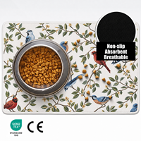 Tapis de sol en velours éponge blanc Songbird, motif branche botanique, avec système de fixation par griffes, pour canapé, chevet et sol