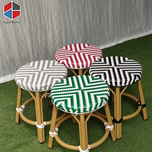 Tabourets de salon en rotin noir à vagues - Product Image 6