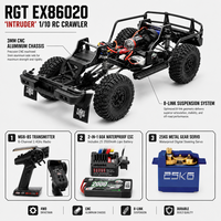 Camion RC tout-terrain RGT EX86020 Invader 1/10 4WD avec châssis en résine et métal CNC, 25KG, 4 canaux, portée <150m, éclairage LED, expert RTR, chargeur inclus
