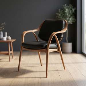 Fauteuil convertible en teck de style moderne du milieu du siècle, siège rembourré, structure courbée, écologique, pour salon, hôtel, villa - Product Image 3
