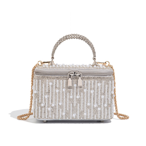 <span class=keywords><strong>Borsa</strong></span> <span class=keywords><strong>da</strong></span> <span class=keywords><strong>Sera</strong></span> con Strass e Perle, Manico in Cristallo, Doppia Cerniera, <span class=keywords><strong>Mini</strong></span> Clutch per Matrimoni e Feste - Product Image 1