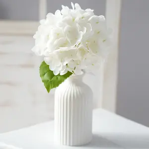 豪華な手作り人工ホワイトアジサイお得な価格リアルタッチアジサイの花結婚式の家の墓屋外用