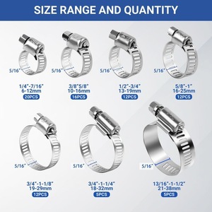 Stainless Steel Hose Clamp Set 6-38 Mm Adjustable <b>Worm</b> <b>Gear</b> For Repair And Replacement - Product Image 2