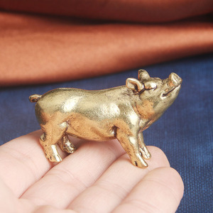 Statuetta Maialino In Ottone Gadpiparty | Mini Figurina Dorata 2.7x2.3x1.8 Cm, Decorazione Home Office