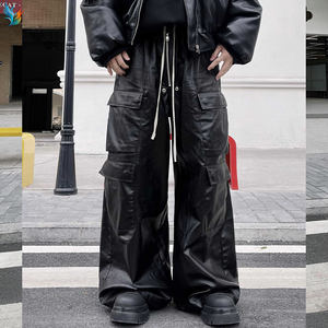 <span class=keywords><strong>Pantaloni</strong></span> Cargo in <span class=keywords><strong>Ecopelle</strong></span> Nera Personalizzati, Larghi e Comodi, Stile Hip Hop con Tasche per <span class=keywords><strong>Uomo</strong></span> - Product Image 4