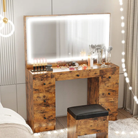 Ensemble coiffeuse tendance avec miroir et chaise, blanc