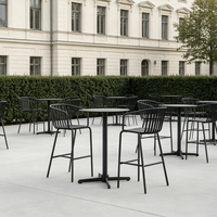 Ensemble de tables et chaises hautes en aluminium, style baril à café