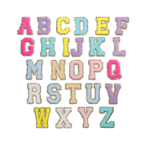 Tela autoadhesiva personalizada con purpurina de 8cm, parches con letras de chenilla, parches con letras bordadas, parches de chenilla personalizados para planchar - Product Image 4