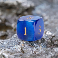 Lot de 7 dés de jeu de rôle DND en pierres précieuses multiformes, faits à la main, œil de chat bleu, D6 D20 D10 D12 pour Dungeons and Dragons RPG