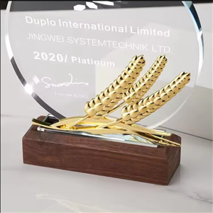 تذكارات مخصصة للبيع بالجملة - هدية هدية - جوائز الميداليات الزجاجية البصرية بقاعدة خشبية - كأس فارغة من الكريستال - Product Image 6