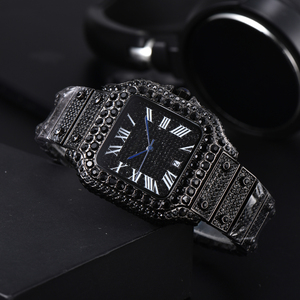 Reloj de Cuarzo de Lujo para Hombre, con Incrustaciones de Cristal, Tono Dorado, Esfera Cuadrada con Números Romanos, Calendario - Product Image 6