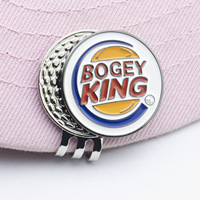 Ensemble de marqueurs de balle - Accessoire de golf Bogey/Birdie King avec clips à capuchon en nickel brillant noir et or