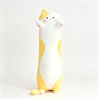 Coussin en peluche chat long Kawaii, animal en peluche de dessin animé pour le confort du sommeil, décoration de canapé et cadeaux