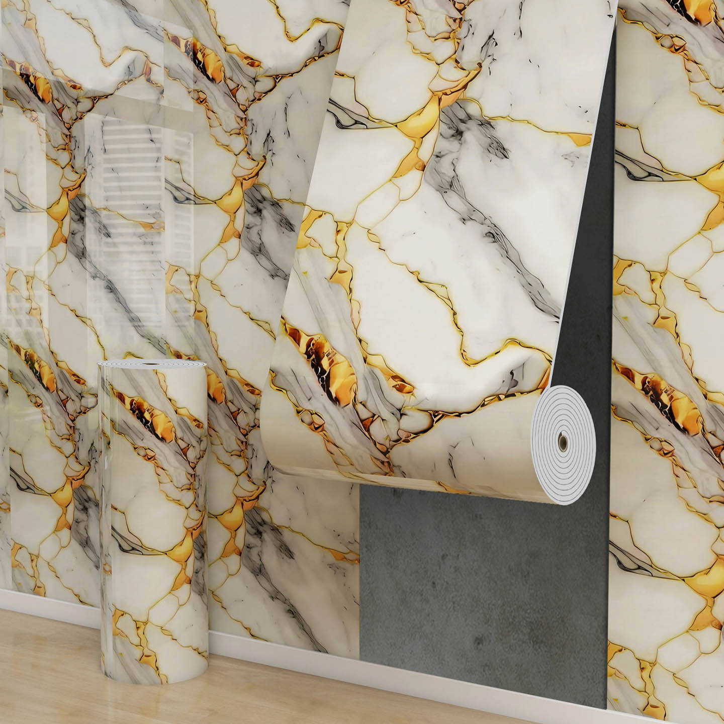 Golden Crack White Marble