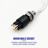 Connecteur étanche sous-marin HYSF SUBSEA BH5M standard à 5 broches mâle, prise sous-marine 10A pour ROV AUV marine