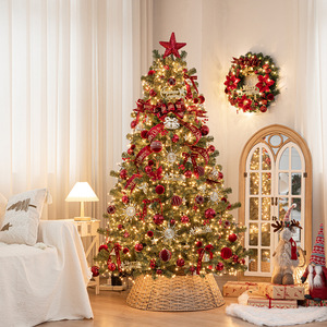 Grand sapin de Noël de luxe 2027 avec nœud et lumières, ensemble d'ornements de décoration de Noël - Product Image 2