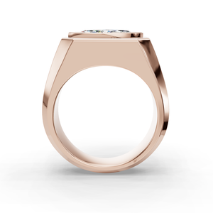 Anillo de declaración para hombre de oro rosa macizo de 14K personalizado con diamante de laboratorio de 1 quilate de corte ovalado, regalo de compromiso, boda o uso diario. - Product Image 4