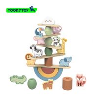 Pila de madera para niños, música, Educación Temprana, juguete cognitivo, bloques de construcción, equilibrio Animal, juguete educativo mongol, bloques numéricos