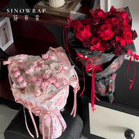 Kertas Pembungkus Bunga Bermotif SINOWRAP Matte, Pembungkus Buket Minimalis Mewah untuk Florist