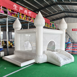 <span class=keywords><strong>Château</strong></span> gonflable en PVC blanc avec toboggan pour les fêtes en plein air, les mariages, les locations de châteaux gonflables - Product Image 3