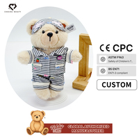 Teddy ISLAND Pyjama brodé motif carotte rayé gris, sous licence mondiale, et Ours en peluche super doux en coton PP