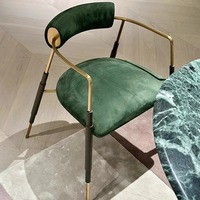 Chaise de salle à manger rembourrée en acier inoxydable, style italien, légère et luxueuse, avec accoudoirs |   Fauteuil individuel haut de gamme pour club privé