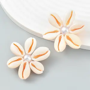 Go Party Creative Seaside Holiday Beach Multi Shell Stud Earrings Pearl Flower Earrings Women Bohemia Fashion Jewelry Earrings