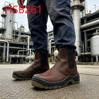 Sepatu Keselamatan Kerja LXG, Irlandia Hua Singh Chestnut Brown Chelsea, Anti-Tusuk & Anti-Benturan, dengan Tarikan Penarik HSB261