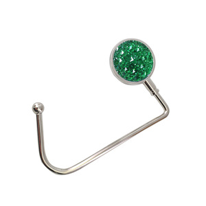 Gancho Metálico Plegable para Colgar Bolsos con Decoración de Cristal Verde, 6 cm de Diámetro, Resistente, para Actividades Promocionales - Product Image 4