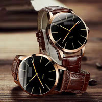 Nouvelle Montre Business Tendance pour Homme, Bracelet en Cuir PU, Cadran à Échelles, Mouvement Quartz