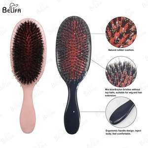 Manico nero personalizzato in plastica ovale Paddle Massage cuoio capelluto pettine in Nylon setola districante spazzola per Extension per capelli - Product Image 3