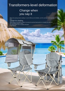 أريكة معدنية مسند ظهر قماش للنزهات والشواطئ وصيد الأسماك شواء قابلة للطي كرسي تخييم مظلة - Product Image 5