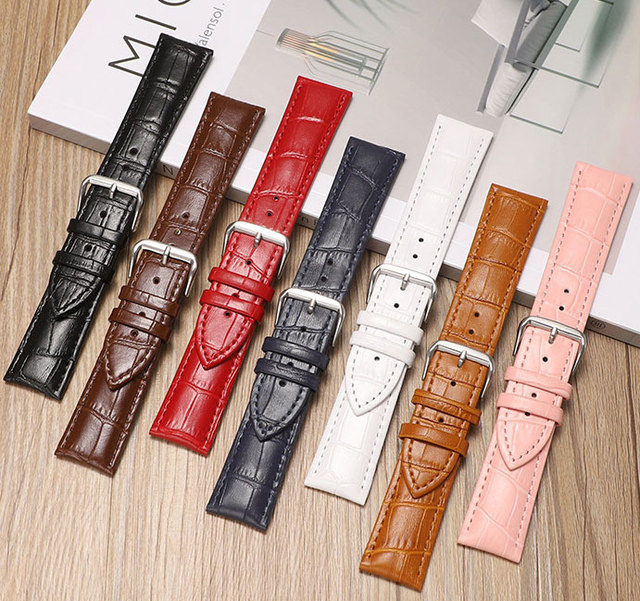 Slub Grain Crocodile Pattern Calfskin Multicolor Waterproof 12mm 14mm 18mm 20mm 22mm 24mm Leather Watch Band Strap