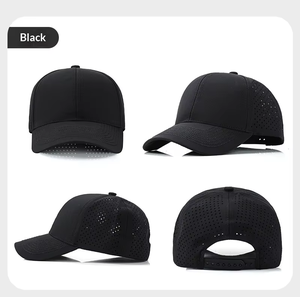 Casquette de baseball sportive formelle d'été réglable à 6 panneaux en PVC, perforée au laser, respirante, imperméable, en tissu à séchage rapide, motif feuille personnalisé - Product Image 2